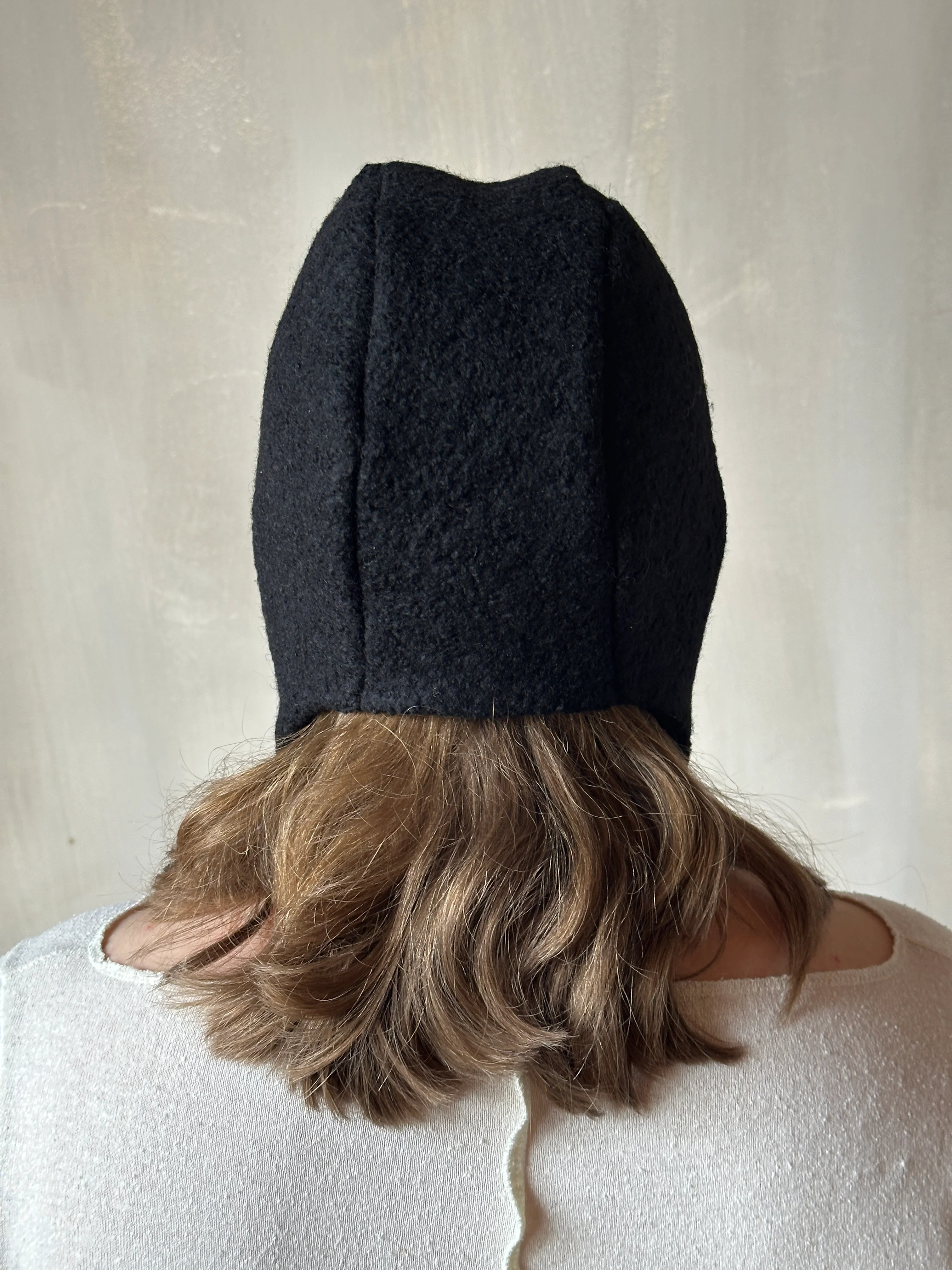 Sample/Stock Sale: Spangenhelm Toque in Black Wool with ties - Image 10