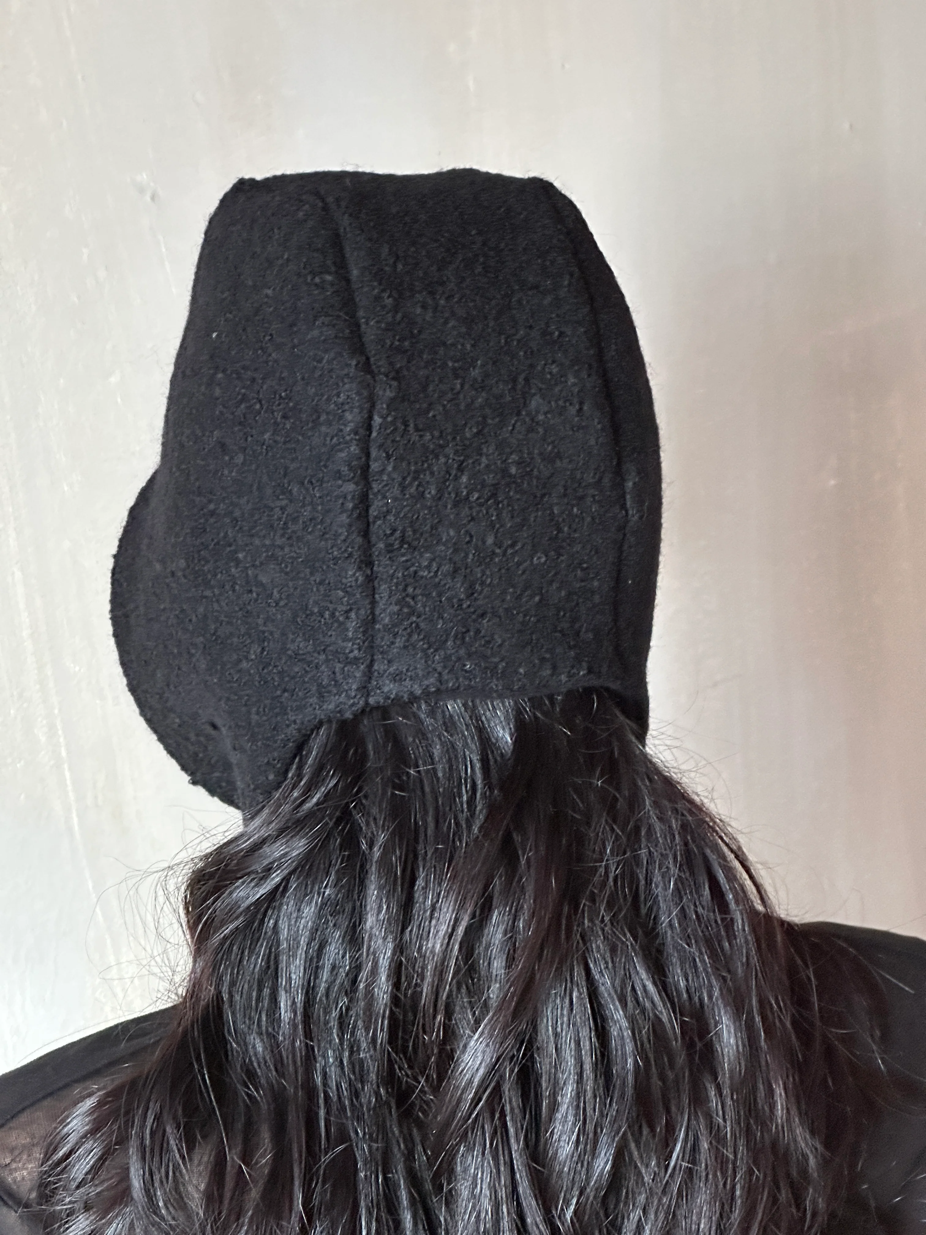 Sample/Stock Sale: Spangenhelm Toque in Black Wool with ties - Image 9