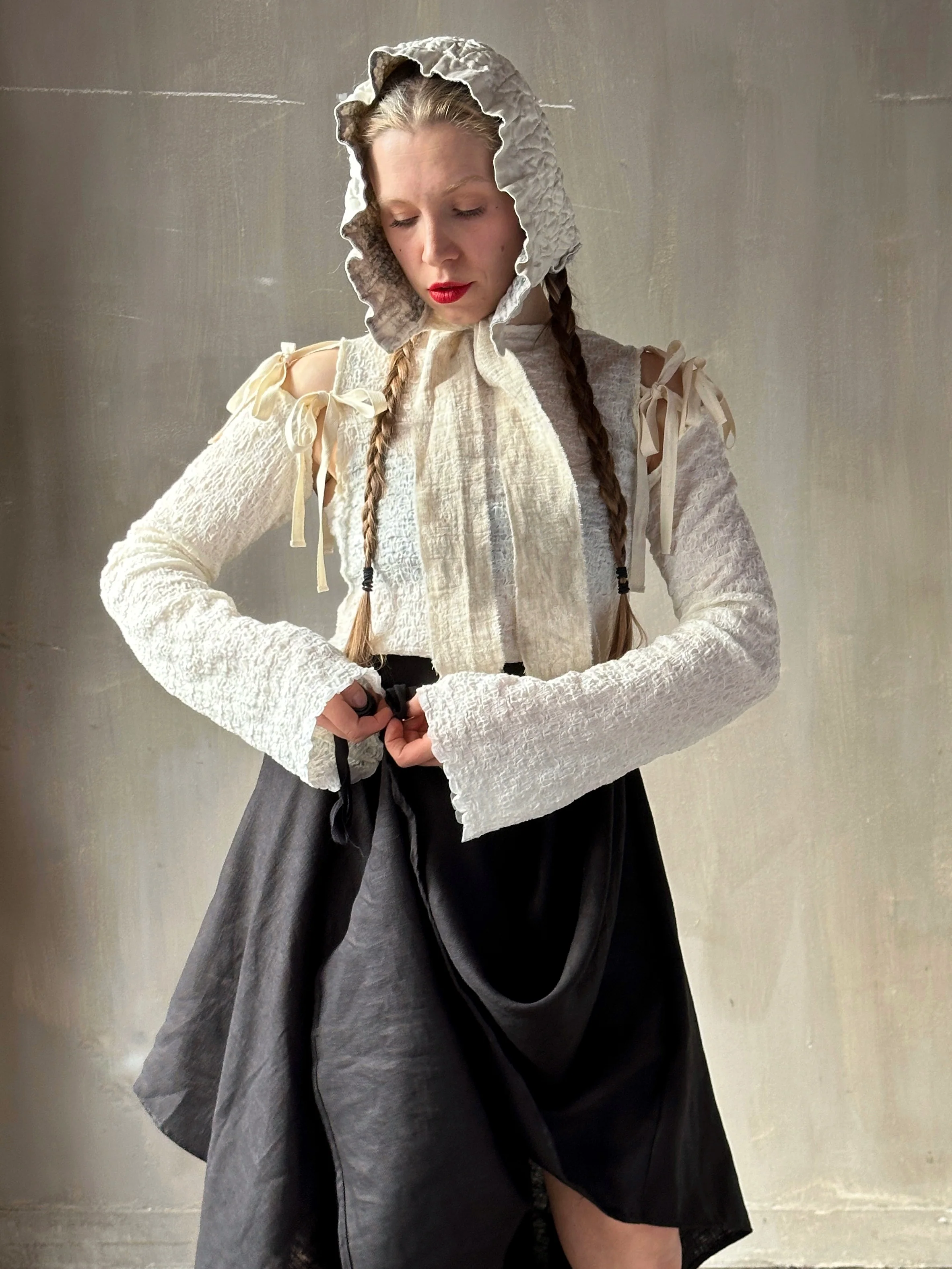 Winter '26: Detached Sleeve Top in Textured Cream Cotton (Pre-Order) - Image 21