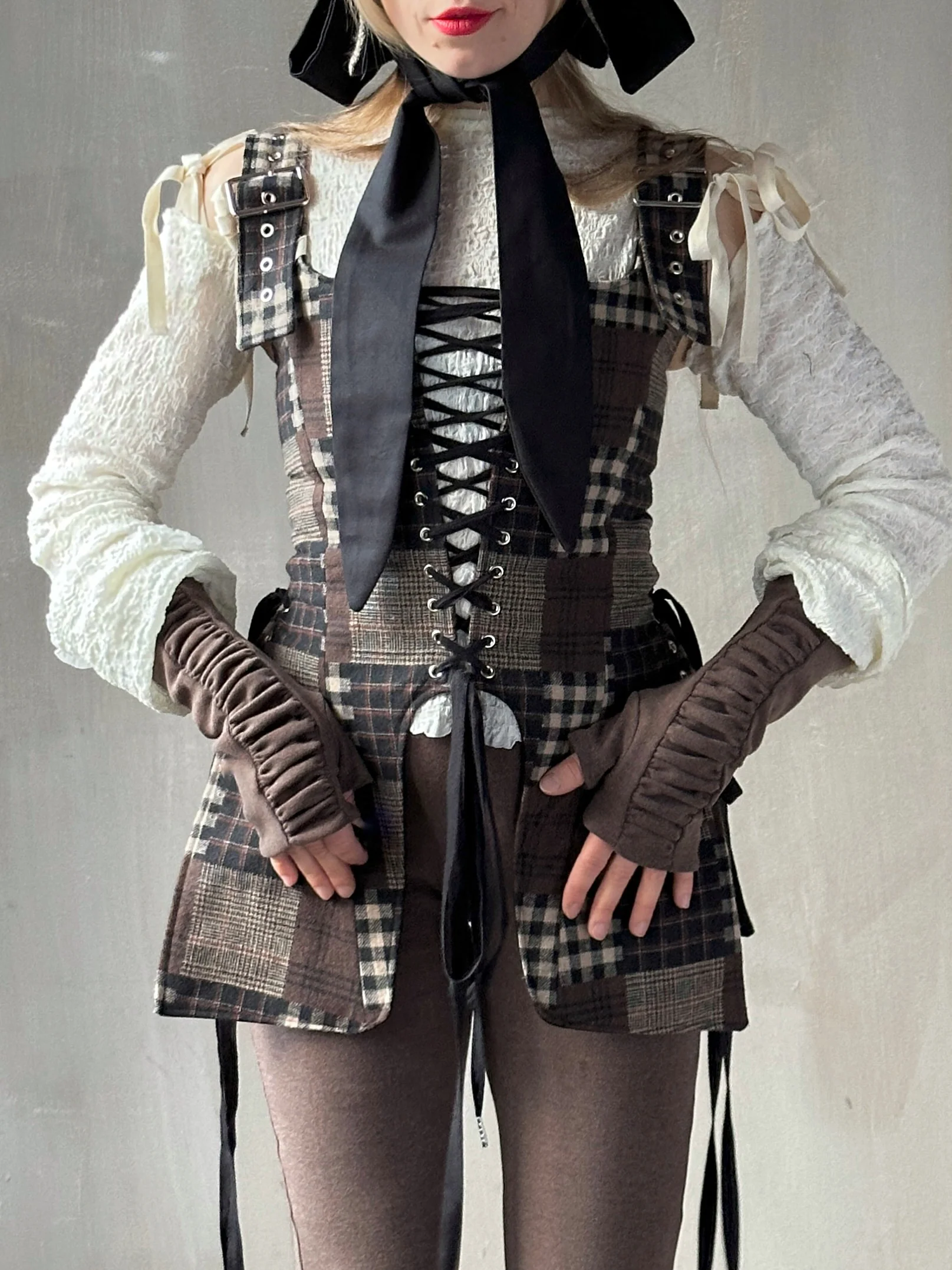 Winter '26: Pinafore Corset Vest in Plaid Patchwork Cotton (In Stock) - Image 10