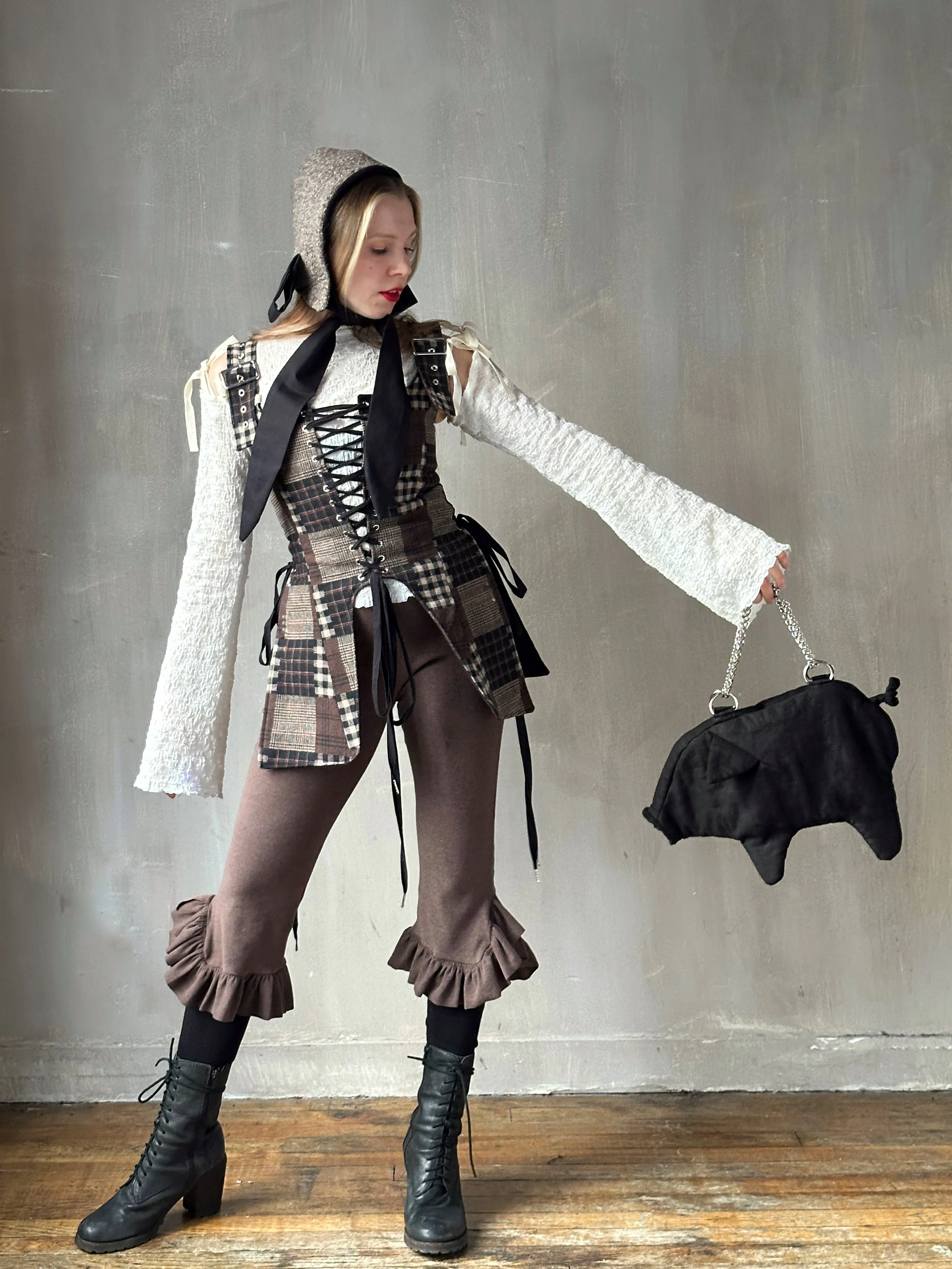 Winter '26: Pinafore Corset Vest in Plaid Patchwork Cotton (In Stock) - Image 11