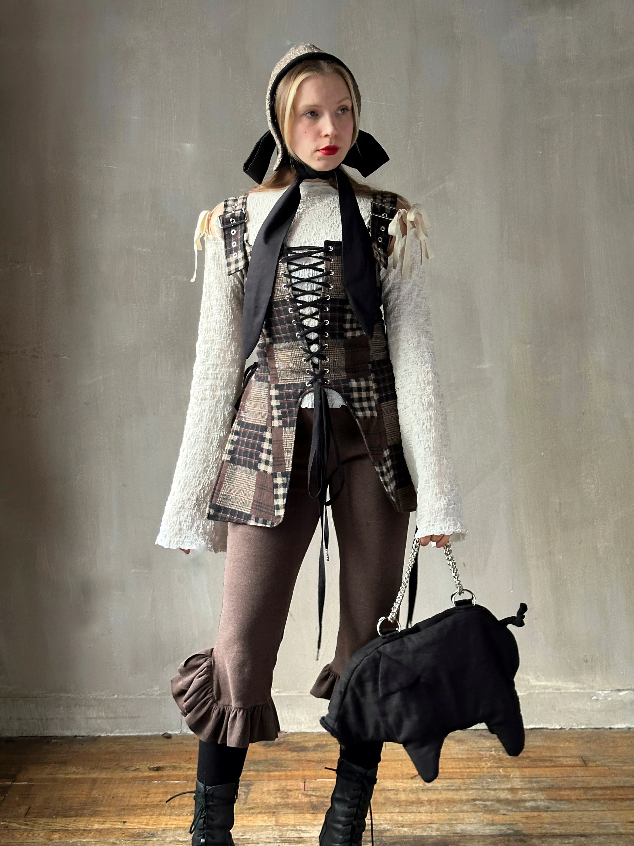 Winter '26: Pinafore Corset Vest in Plaid Patchwork Cotton (In Stock) - Image 12