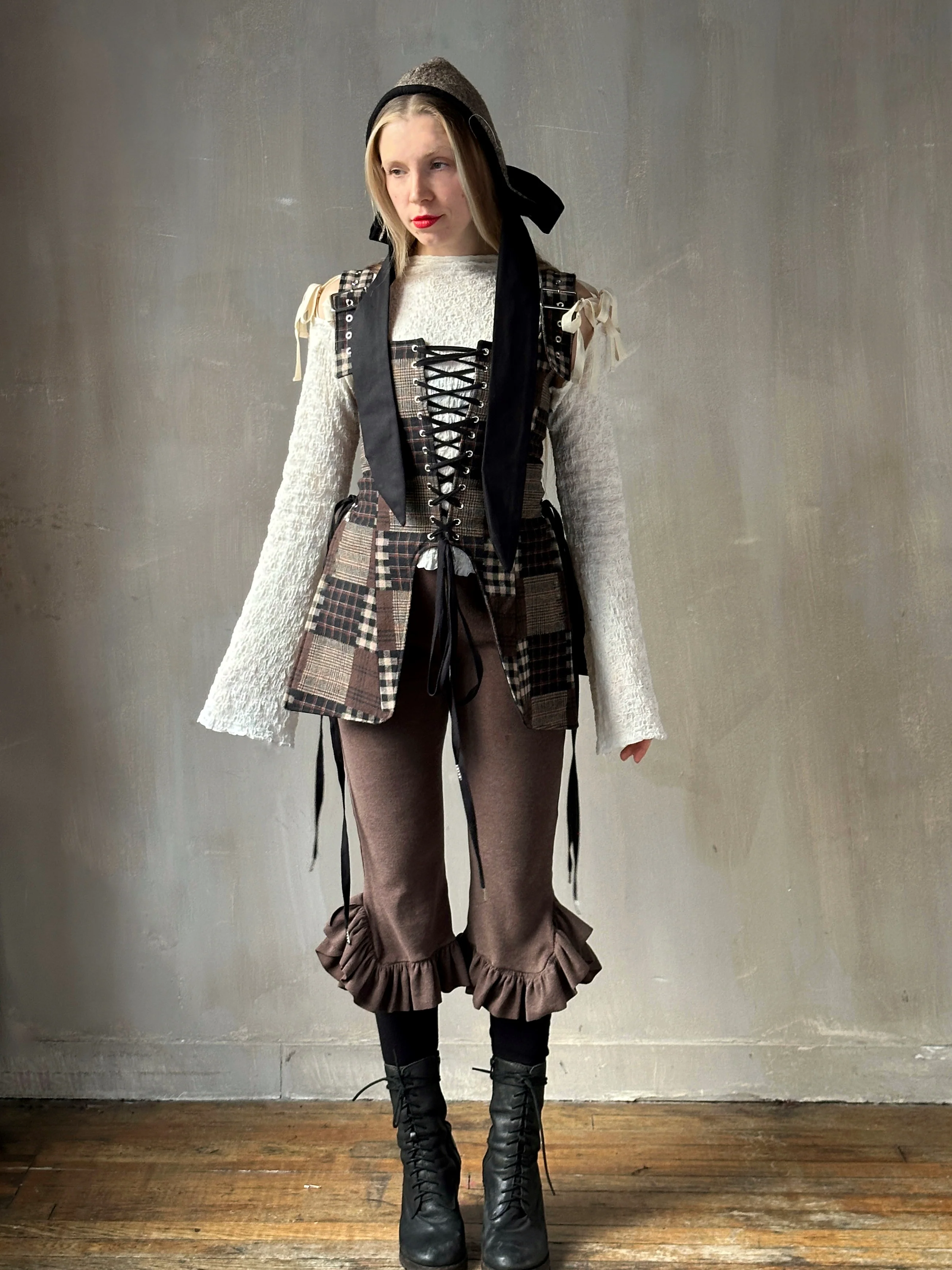 Winter '26: Pinafore Corset Vest in Plaid Patchwork Cotton (In Stock) - Image 15