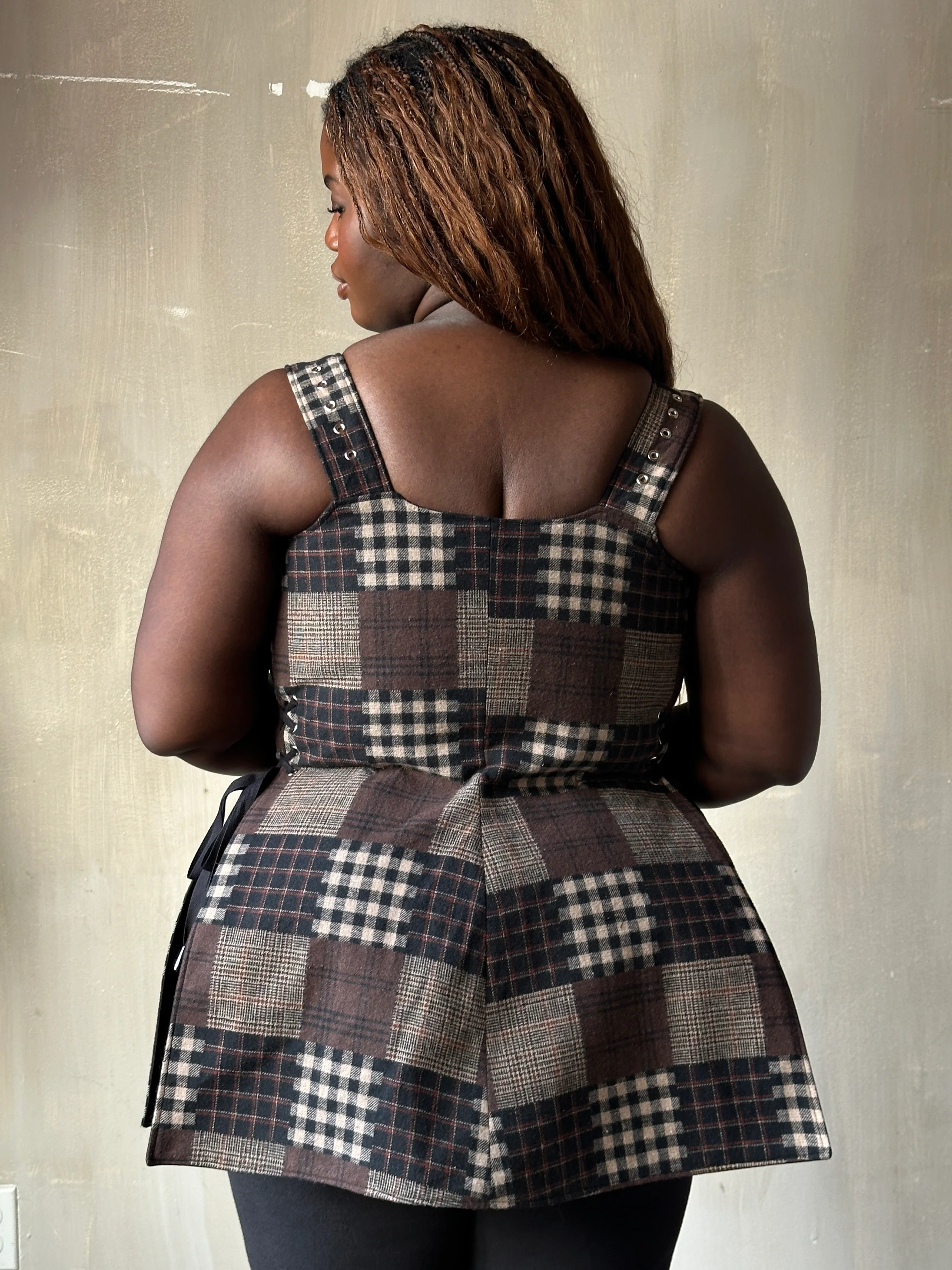 Winter '26: Pinafore Corset Vest in Plaid Patchwork Cotton (In Stock) - Image 19