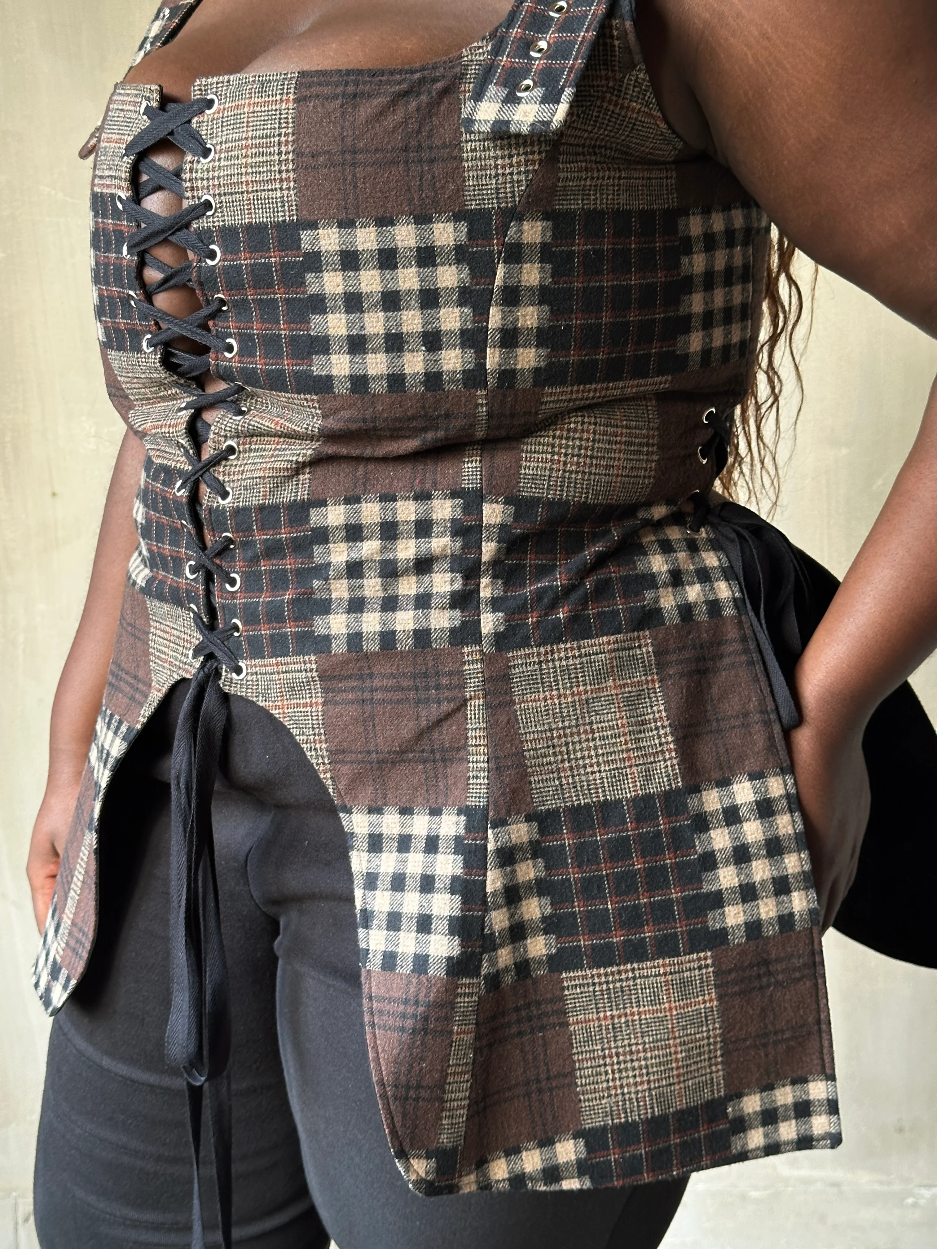 Winter '26: Pinafore Corset Vest in Plaid Patchwork Cotton (In Stock) - Image 20