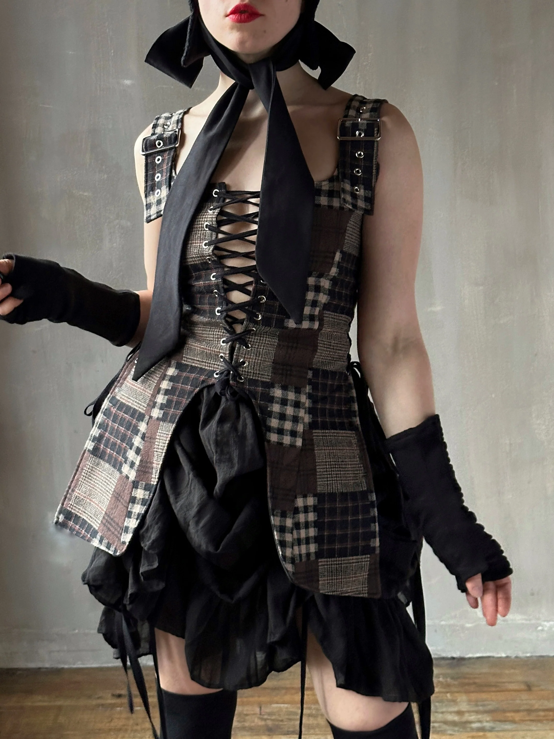 Winter '26: Pinafore Corset Vest in Plaid Patchwork Cotton (In Stock) - Image 23