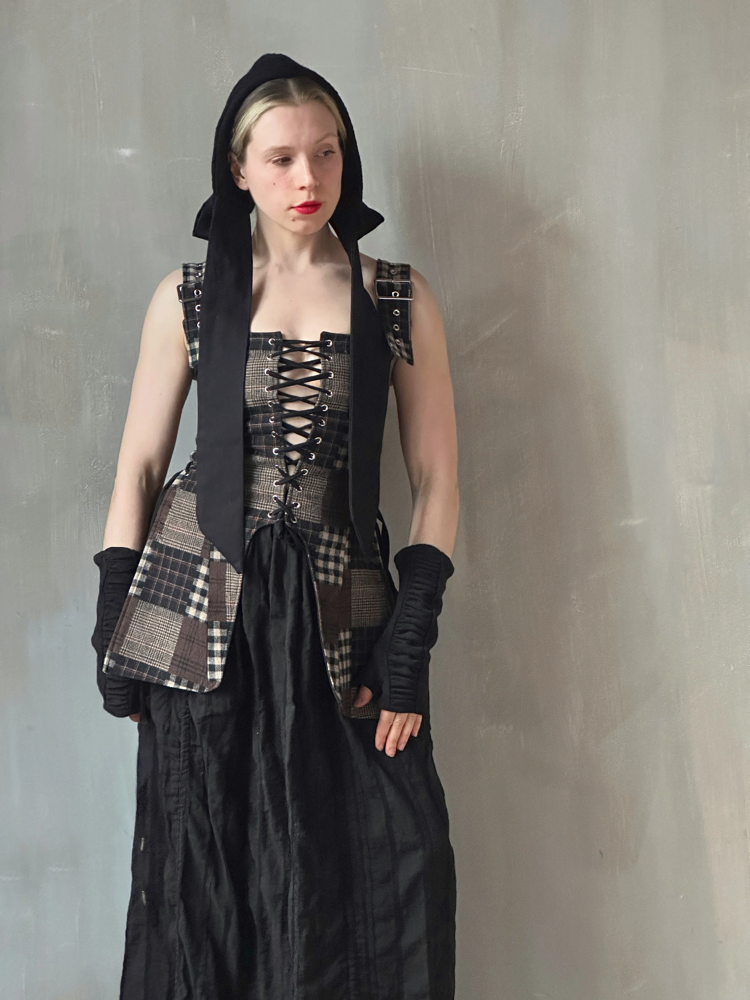 Winter '26: Pinafore Corset Vest in Plaid Patchwork Cotton (In Stock) - Image 4