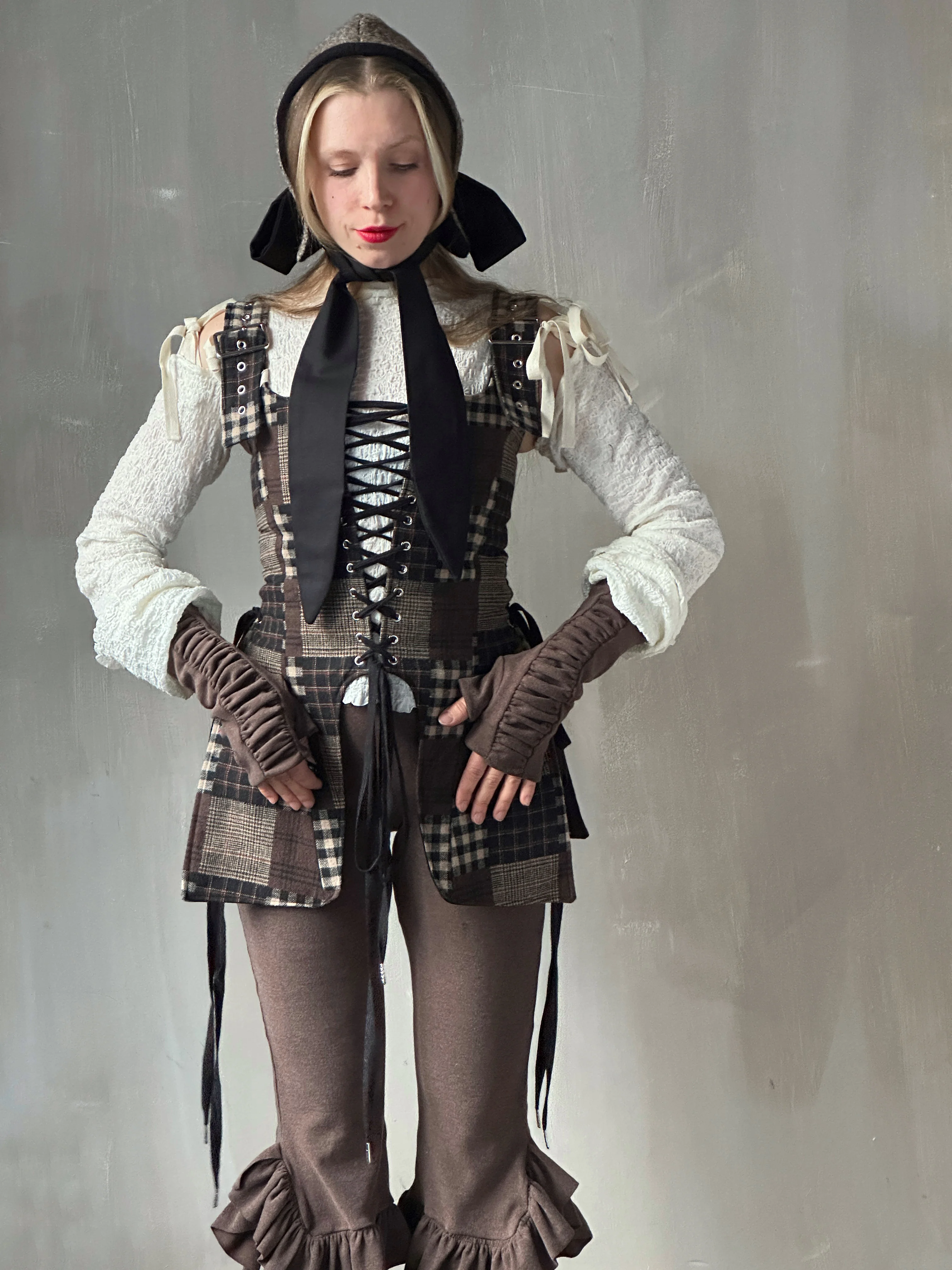 Winter '26: Pinafore Corset Vest in Plaid Patchwork Cotton (In Stock) - Image 6