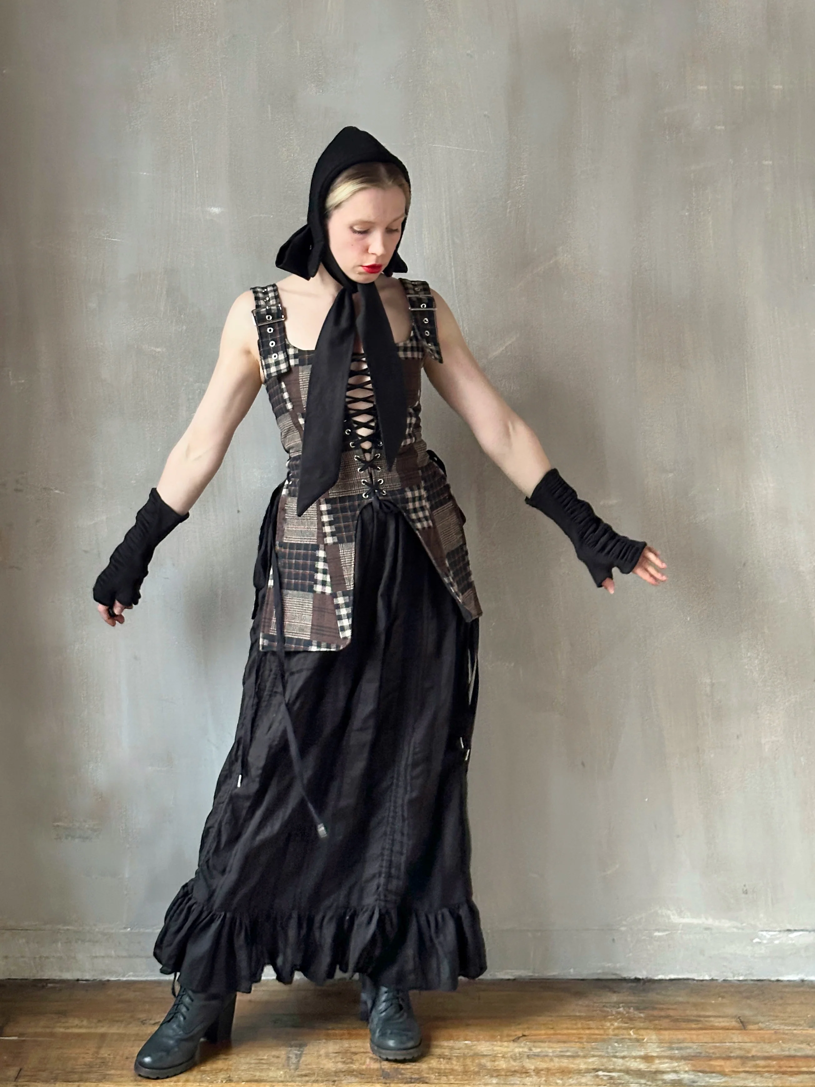 Winter '26: Pinafore Corset Vest in Plaid Patchwork Cotton (In Stock) - Image 7