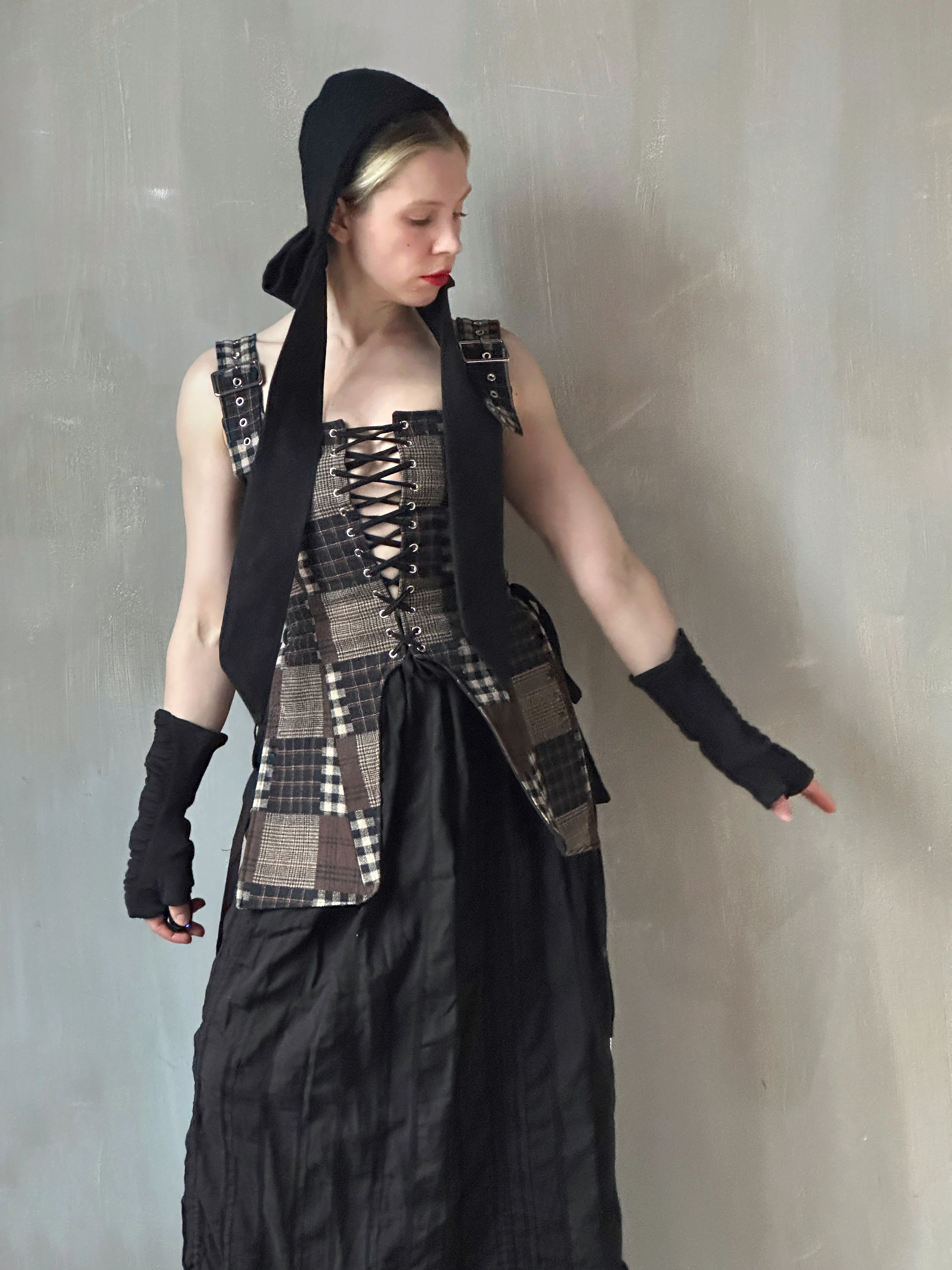 Winter '26: Pinafore Corset Vest in Plaid Patchwork Cotton (In Stock) - Image 9